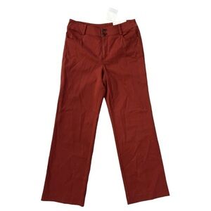 NWT Soft Surroundings Straight Leg Full Length Pants in Brick Red Orange | 8